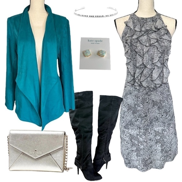 ECI New York Ruffle Bib Halter Dress sz 6 - Picture 12 of 14